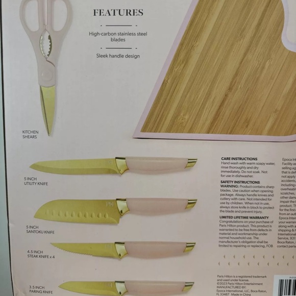 Paris Hilton 10 piece butcherer block knife cutlery set - Picture 4 of 4